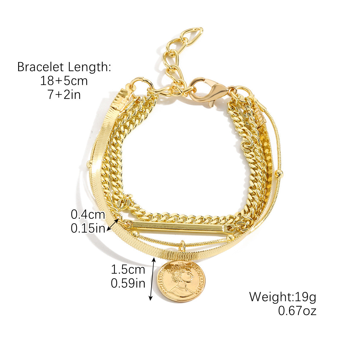 Fashion Solid Color Alloy Plating Women's Bracelets 1 Piece