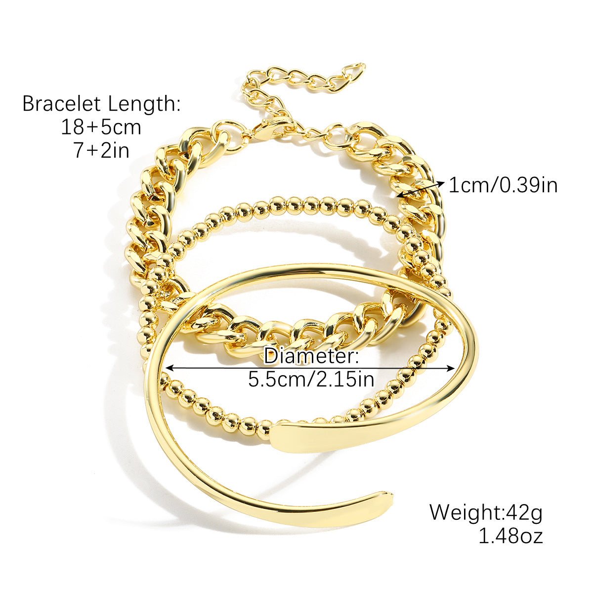 Fashion Solid Color Alloy Plating Women's Bracelets 1 Piece