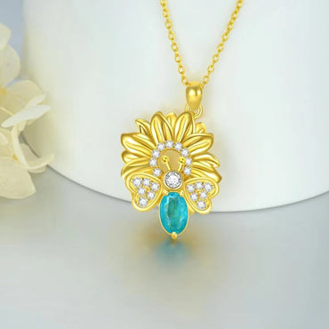 Pastoral Sunflower Bee Alloy Plating Inlay Rhinestones Gold Plated Silver Plated Women's Pendant Necklace