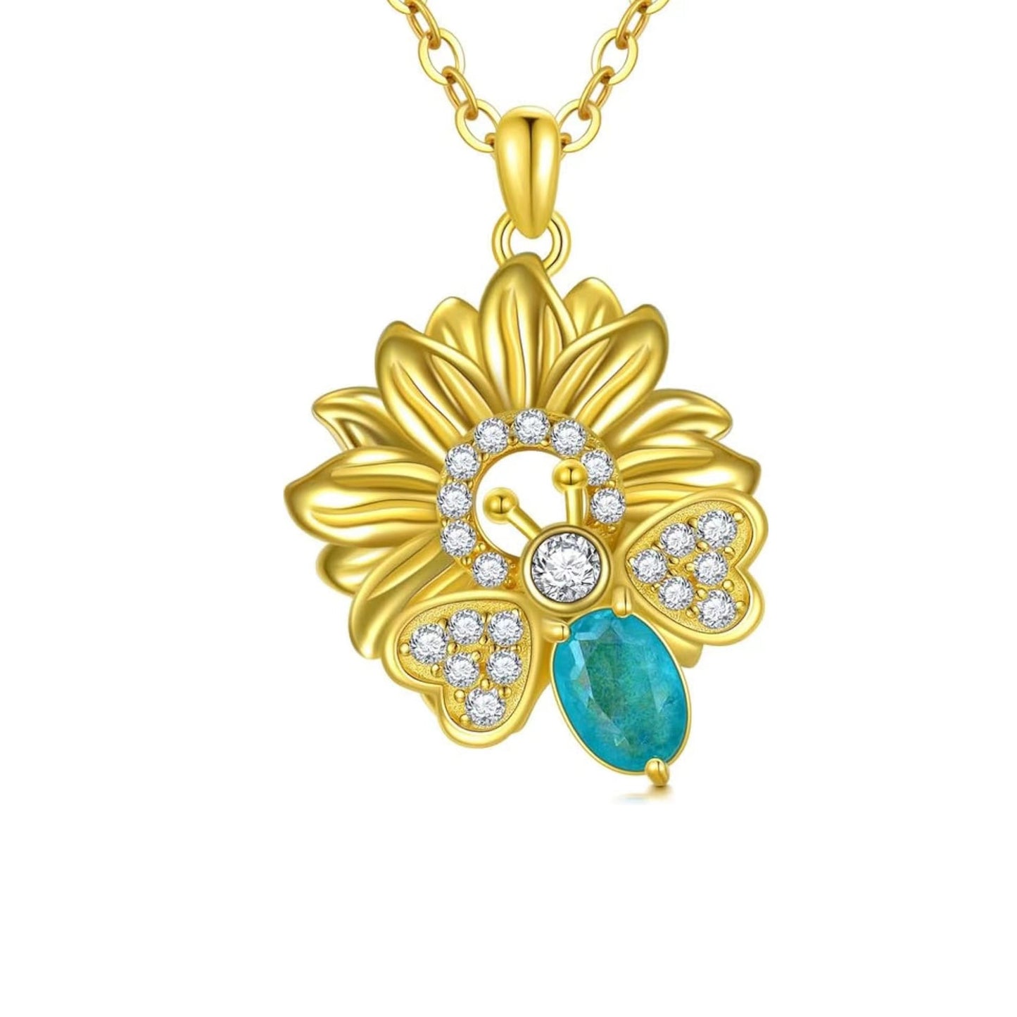 Pastoral Sunflower Bee Alloy Plating Inlay Rhinestones Gold Plated Silver Plated Women's Pendant Necklace