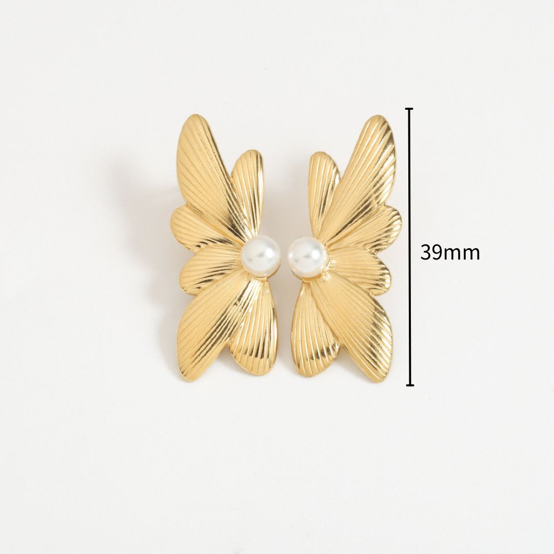 1 Pair Simple Style Classic Style Flower Plating Inlay Stainless Steel Pearl Ear Studs