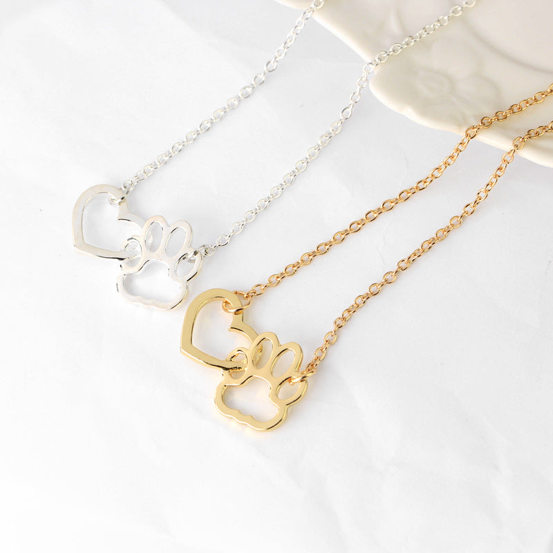 Simple Style Paw Print Heart Shape Alloy Wholesale Pendant Necklace