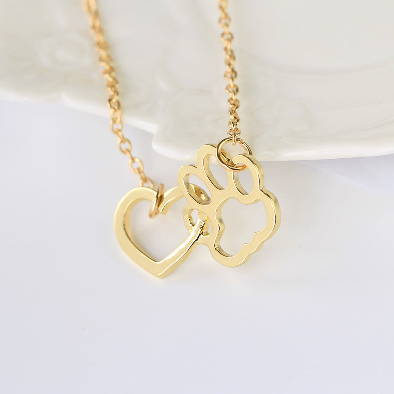 Simple Style Paw Print Heart Shape Alloy Wholesale Pendant Necklace