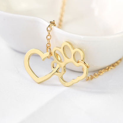 Simple Style Paw Print Heart Shape Alloy Wholesale Pendant Necklace