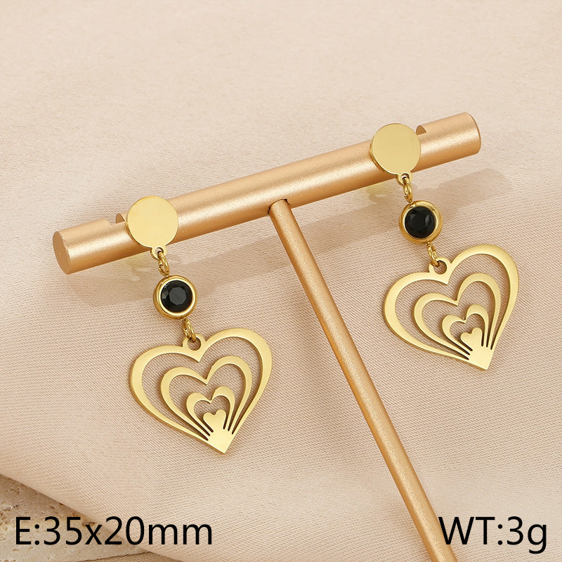 1 Pair Elegant Lady Heart Shape Plating Stainless Steel Drop Earrings