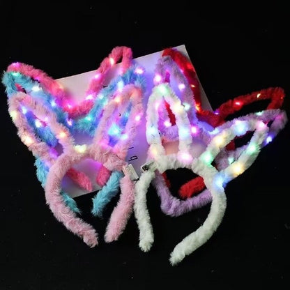 Fashion Angel Wings Goose Feather Luminous Headband Party Headdress Wholesale