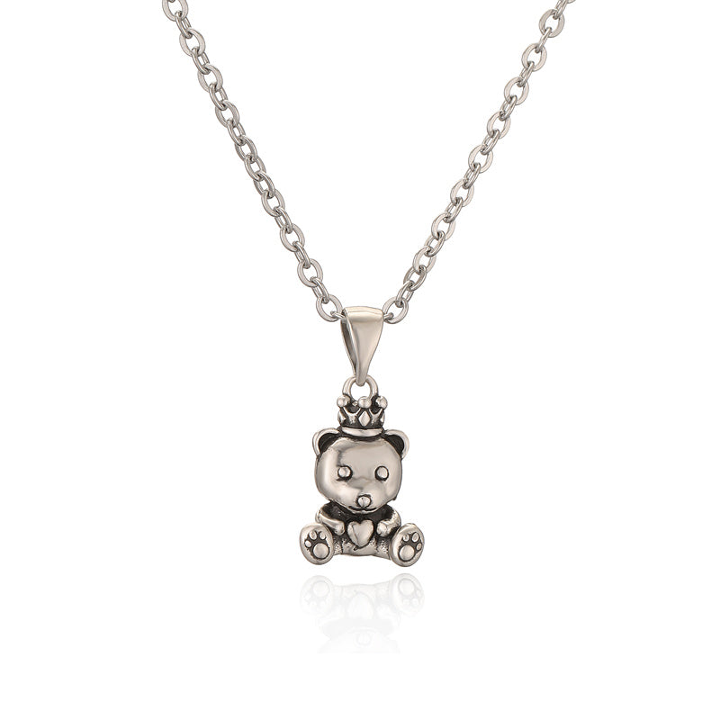 Ig Style Simple Style Bear Stainless Steel Copper Plating Inlay Zircon Pendant Necklace