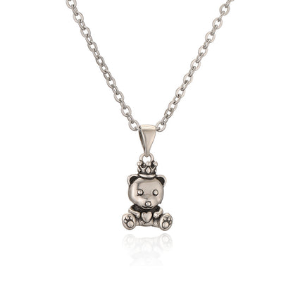 Ig Style Simple Style Bear Stainless Steel Copper Plating Inlay Zircon Pendant Necklace