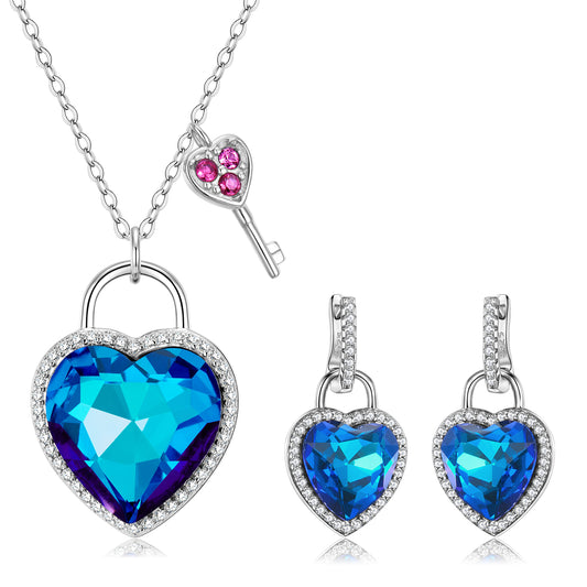 Original Design Romantic Simple Style Heart Shape Sterling Silver Inlay Zircon Women's Earrings Necklace