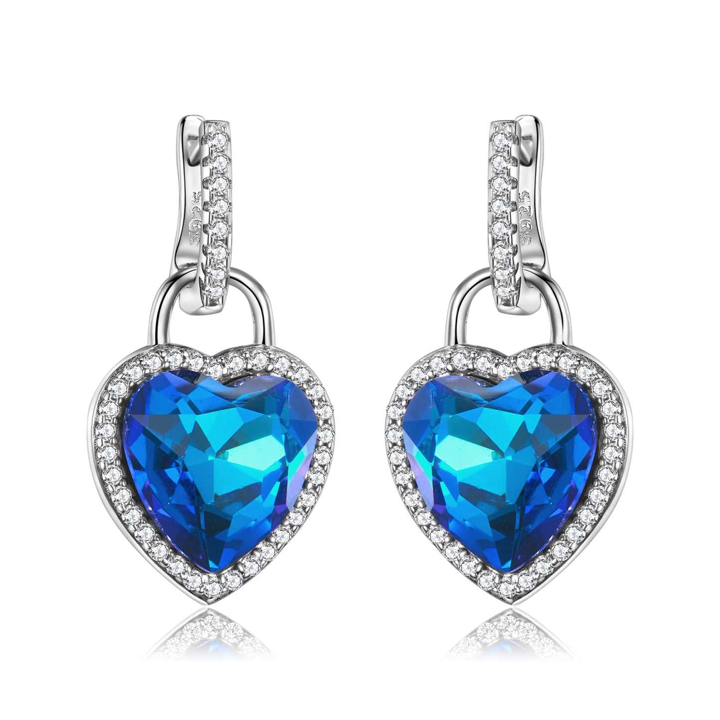 Original Design Romantic Simple Style Heart Shape Sterling Silver Inlay Zircon Women's Earrings Necklace