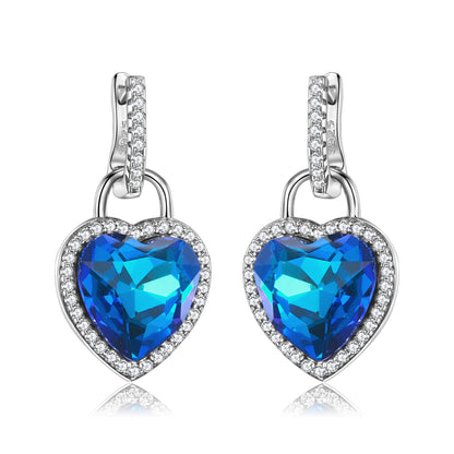 Original Design Romantic Simple Style Heart Shape Sterling Silver Inlay Zircon Women's Earrings Necklace