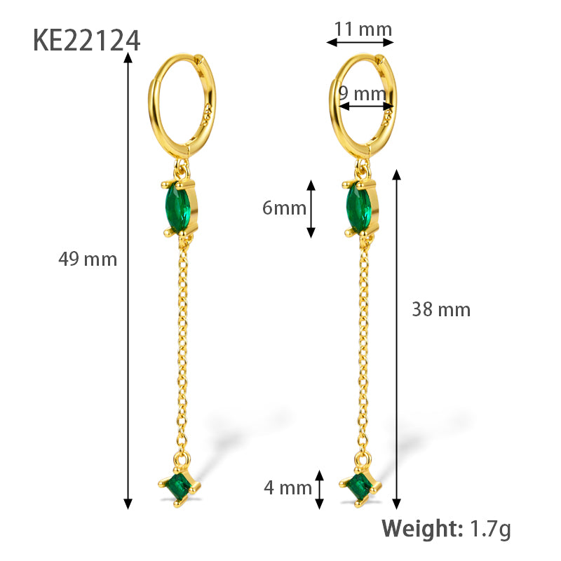 1 Pair Elegant Luxurious Shiny Water Droplets Tassel Plating Inlay Sterling Silver Turquoise Zircon 18k Gold Plated White Gold Plated Drop Earrings