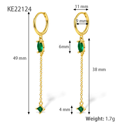 1 Pair Elegant Luxurious Shiny Water Droplets Tassel Plating Inlay Sterling Silver Turquoise Zircon 18k Gold Plated White Gold Plated Drop Earrings