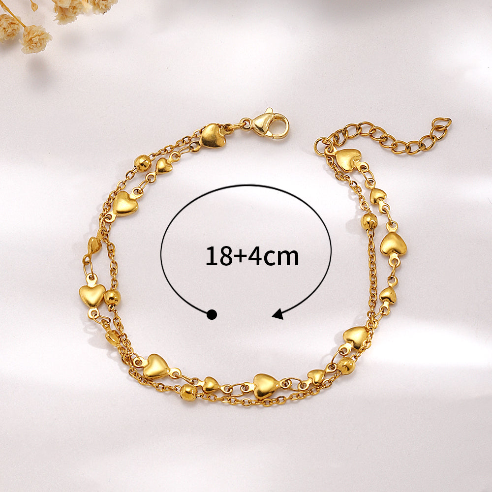 Sweet Heart Shape Stainless Steel Plating 18k Gold Plated Bracelets