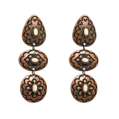 1 Pair Elegant Flower Plating Carving Alloy Drop Earrings