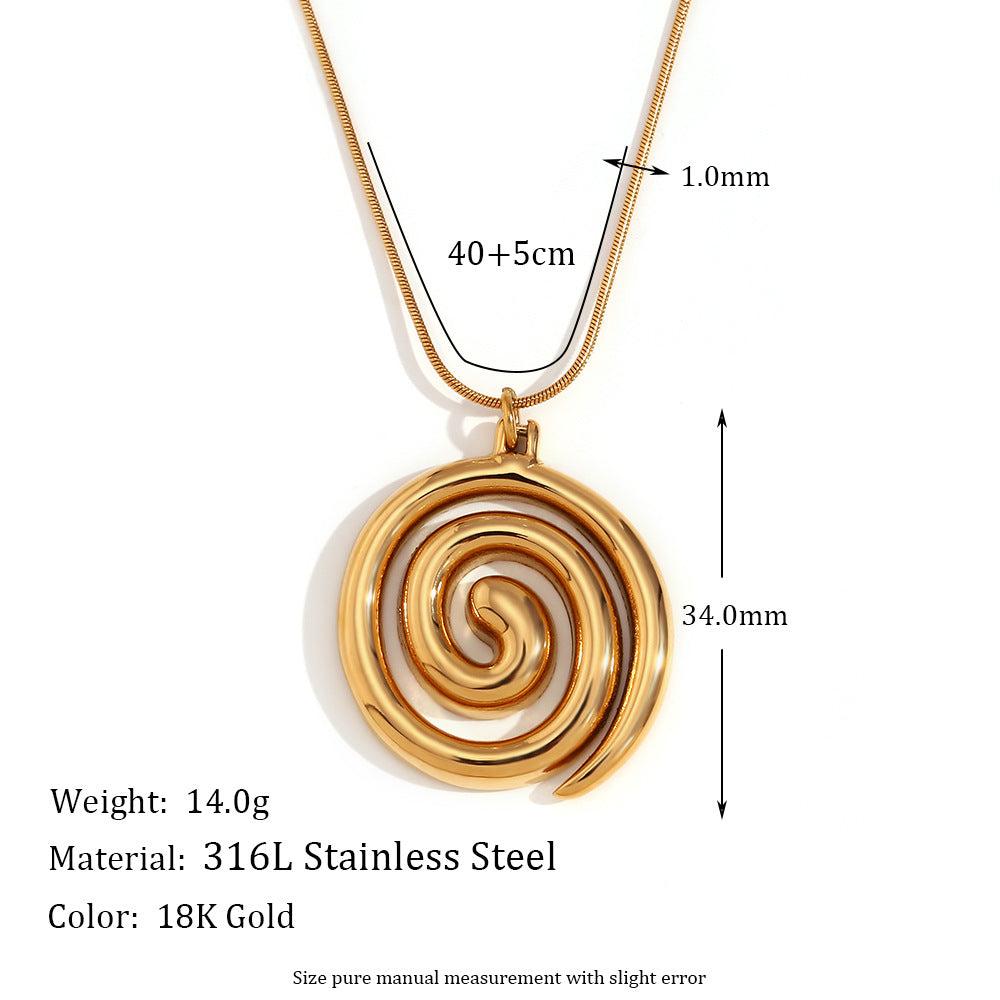 Ig Style Curve Solid Color Stainless Steel Plating 18k Gold Plated Pendant Necklace