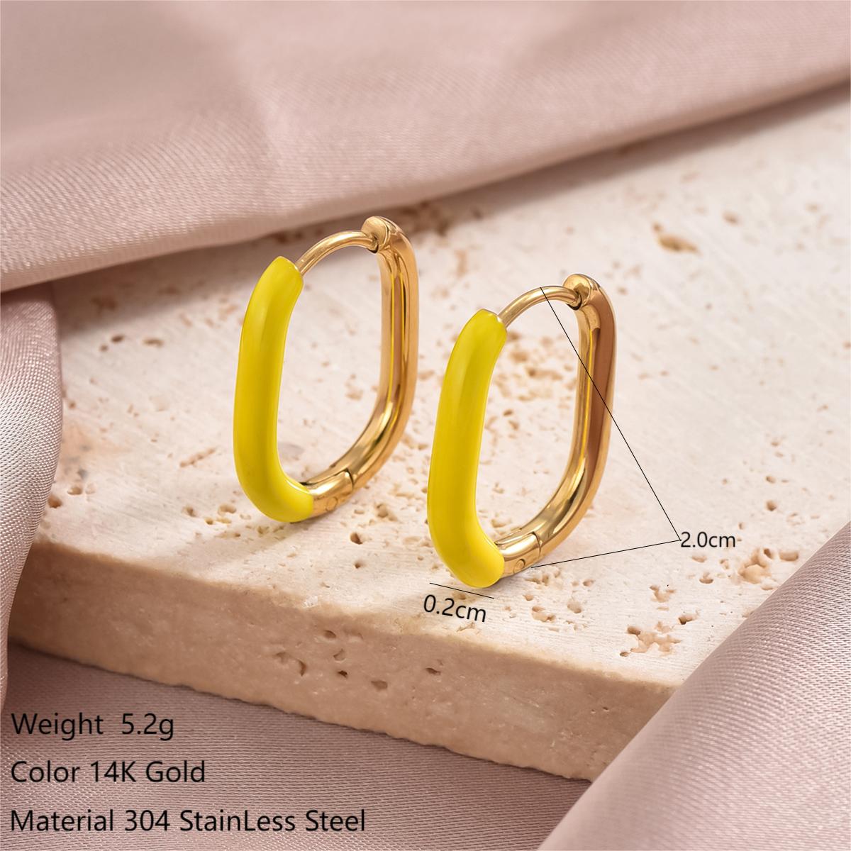 1 Pair Ig Style Simple Style U Shape Polishing Plating Stainless Steel Synthetic Resin 14k Gold Plated Earrings