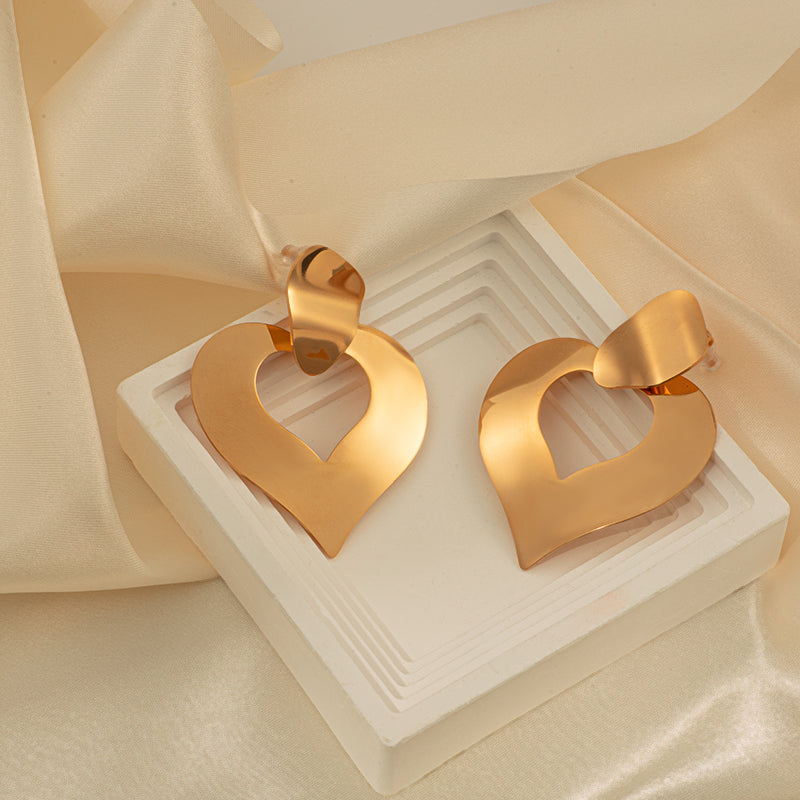 1 Pair Elegant Romantic Heart Shape Plating Stainless Steel Gold Plated Drop Earrings