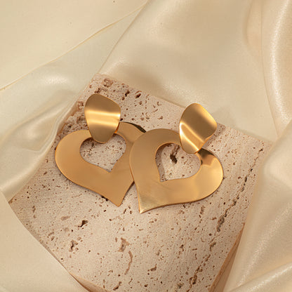 1 Pair Elegant Romantic Heart Shape Plating Stainless Steel Gold Plated Drop Earrings