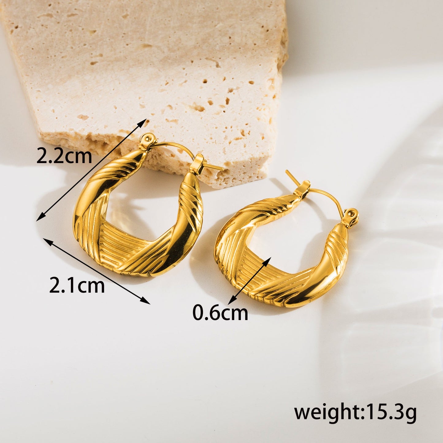 1 Pair Simple Style U Shape Solid Color Plating Stainless Steel 18k Gold Plated Earrings