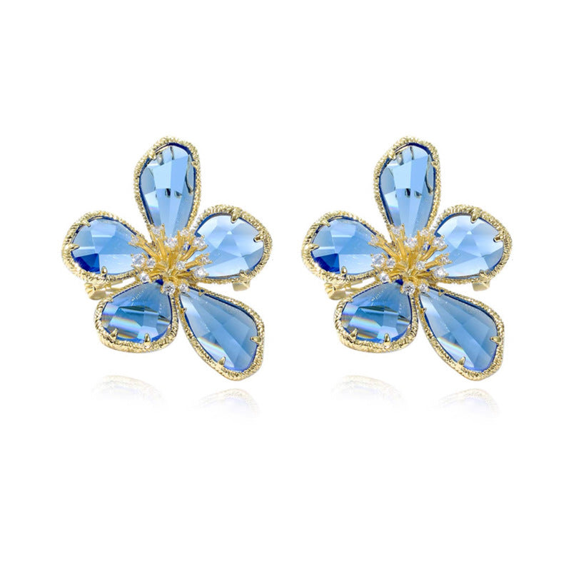 1 Pair Simple Style Flower Inlay Copper Zircon Ear Studs