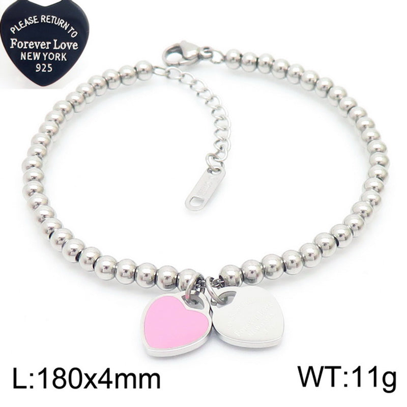 Sweet Heart Shape Titanium Steel Bracelets