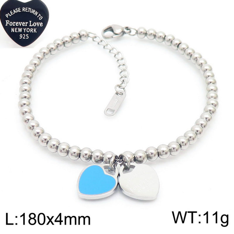 Sweet Heart Shape Titanium Steel Bracelets