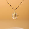 Elegant Simple Style Oval Stainless Steel Inlay Zircon 18k Gold Plated Pendant Necklace