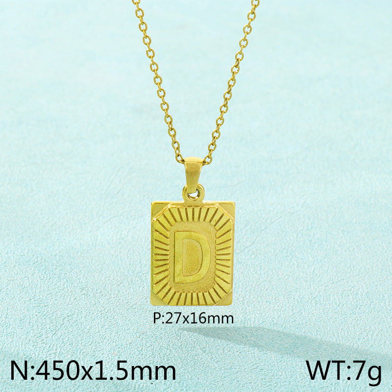 Basic Letter Stainless Steel Plating Pendant Necklace