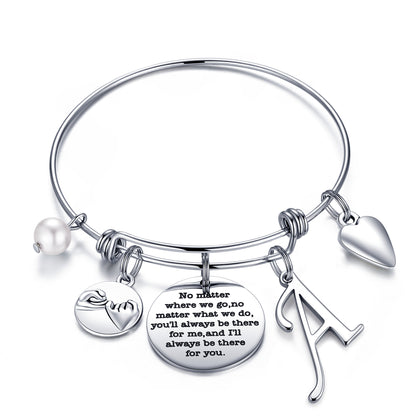 Simple Style Classic Style Letter Heart Shape Stainless Steel Plating Bangle