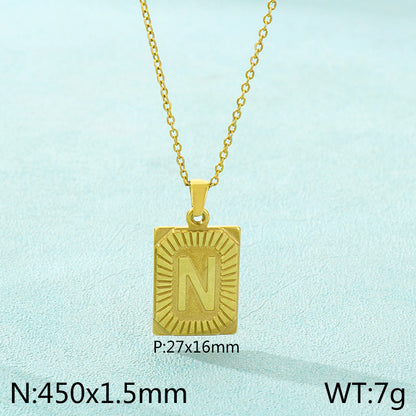 Basic Letter Stainless Steel Plating Pendant Necklace