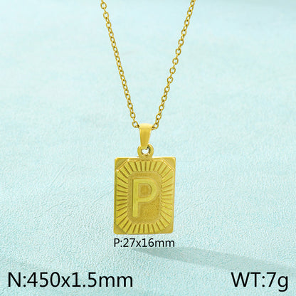 Basic Letter Stainless Steel Plating Pendant Necklace