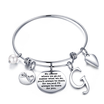 Simple Style Classic Style Letter Heart Shape Stainless Steel Plating Bangle