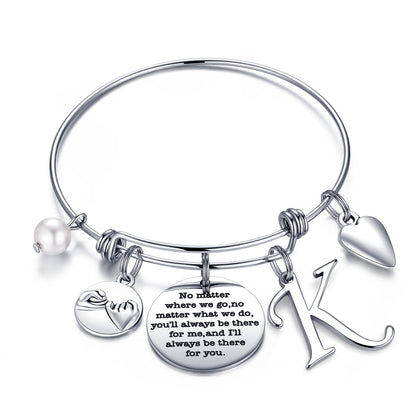 Simple Style Classic Style Letter Heart Shape Stainless Steel Plating Bangle