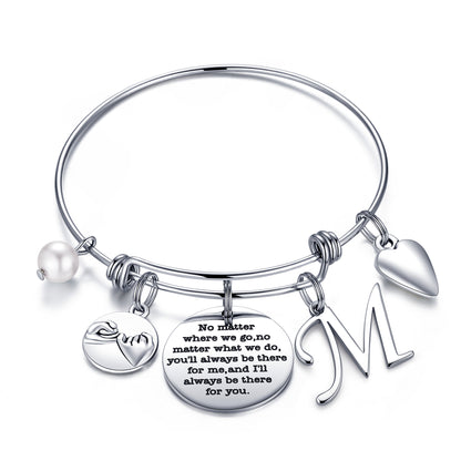 Simple Style Classic Style Letter Heart Shape Stainless Steel Plating Bangle