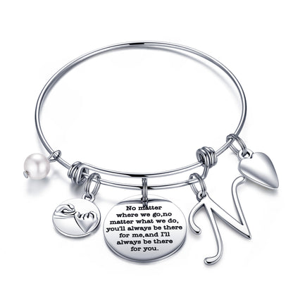 Simple Style Classic Style Letter Heart Shape Stainless Steel Plating Bangle