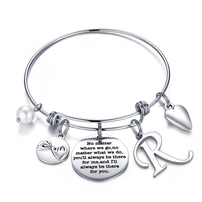 Simple Style Classic Style Letter Heart Shape Stainless Steel Plating Bangle