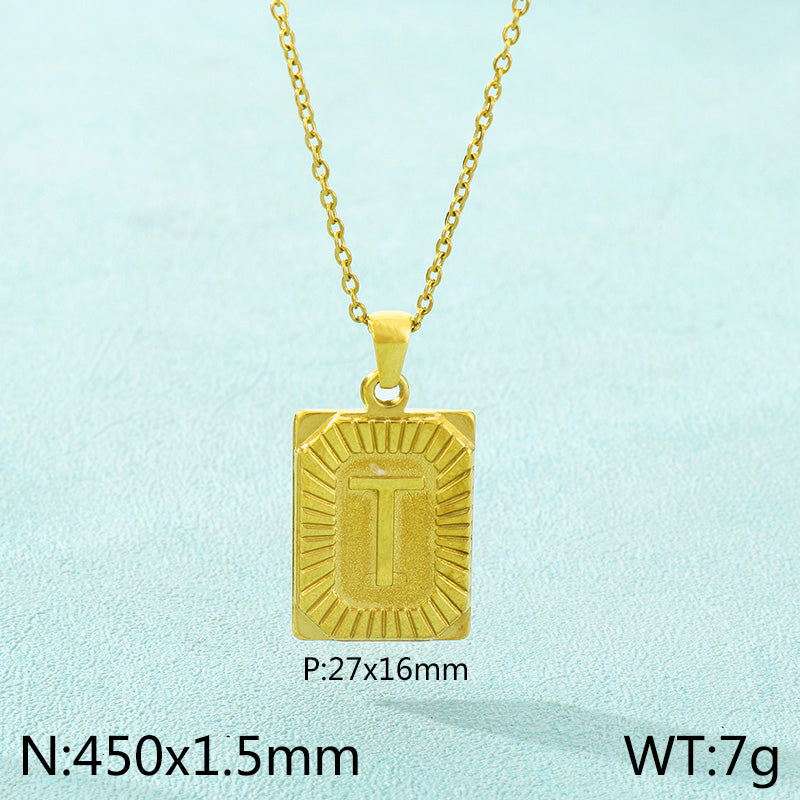 Basic Letter Stainless Steel Plating Pendant Necklace