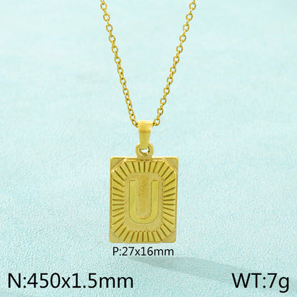 Basic Letter Stainless Steel Plating Pendant Necklace