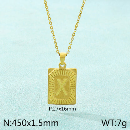 Basic Letter Stainless Steel Plating Pendant Necklace