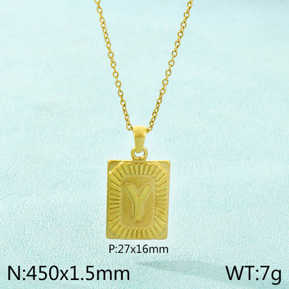 Basic Letter Stainless Steel Plating Pendant Necklace