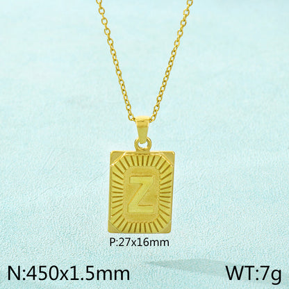 Basic Letter Stainless Steel Plating Pendant Necklace