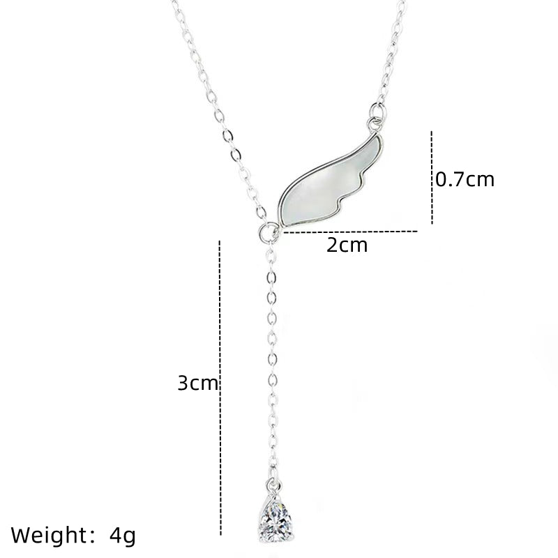 Ig Style Simple Style Electrocardiogram Wings Bow Knot Stainless Steel Copper Plating Inlay Opal Zircon Gold Plated Silver Plated Pendant Necklace