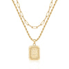 Hip-hop Cool Style Letter Square Copper Layered Plating 14k Gold Plated Double Layer Necklaces