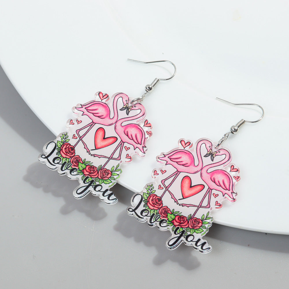 1 Pair Romantic Sweet Letter Rainbow Heart Shape Arylic Drop Earrings