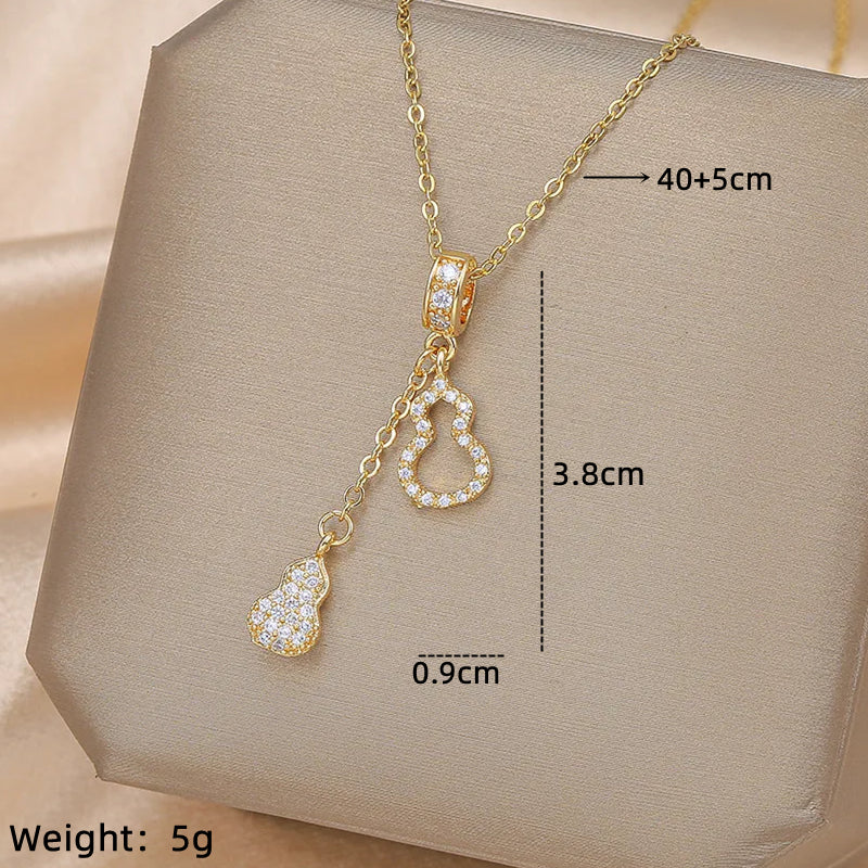 Ig Style Simple Style Electrocardiogram Wings Bow Knot Stainless Steel Copper Plating Inlay Opal Zircon Gold Plated Silver Plated Pendant Necklace