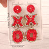 1 Pair Retro Letter Handmade Inlay Stainless Steel Cloth Glass Drop Earrings