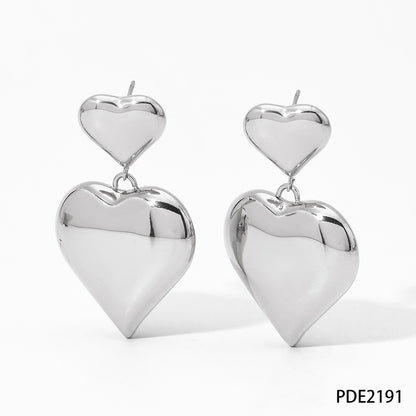 1 Pair Streetwear Heart Shape Polishing Plating Stainless Steel 14k Gold Plated White Gold Plated Gold Plated Drop Earrings