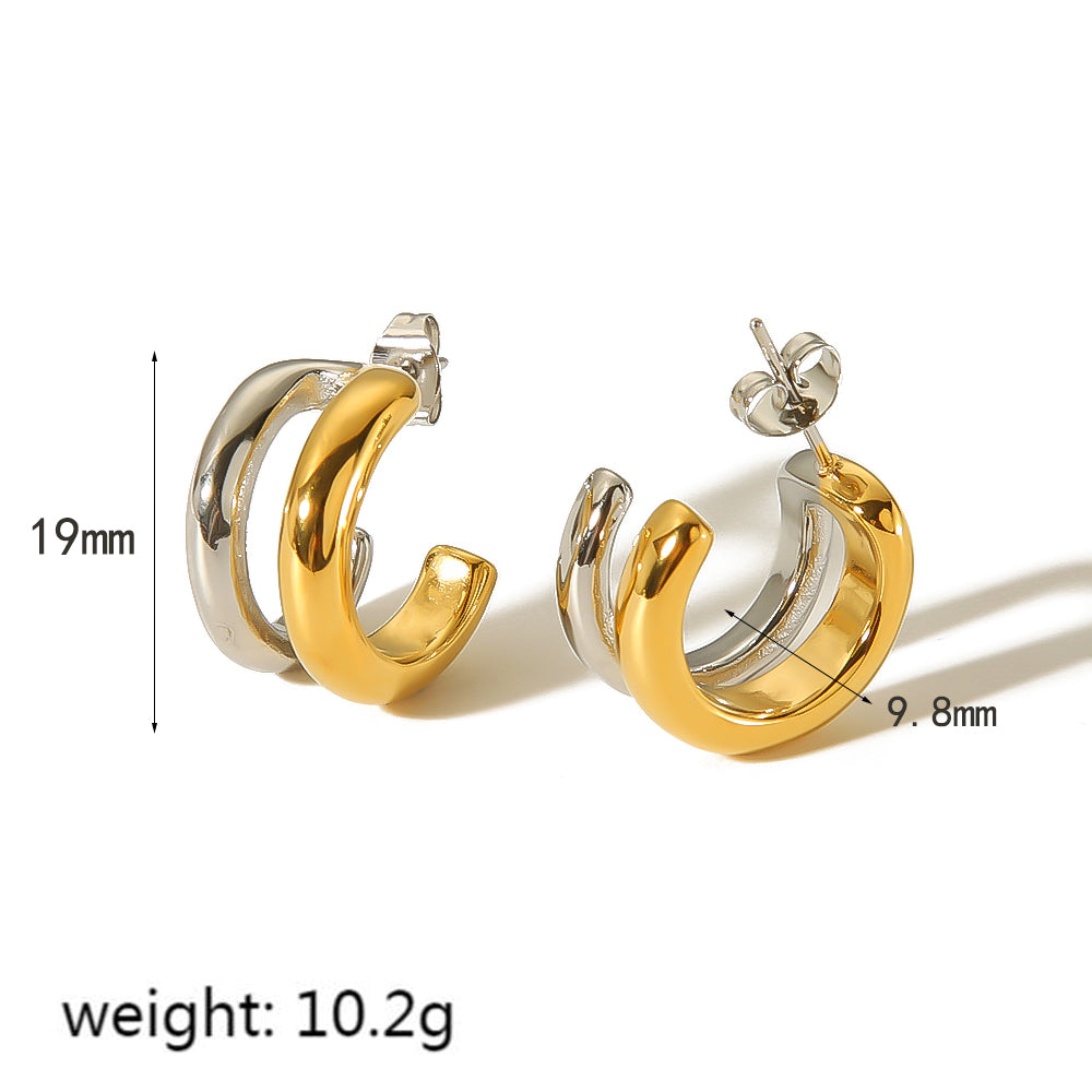 1 Pair Simple Style C Shape Polishing Plating Stainless Steel 18k Gold Plated Ear Studs