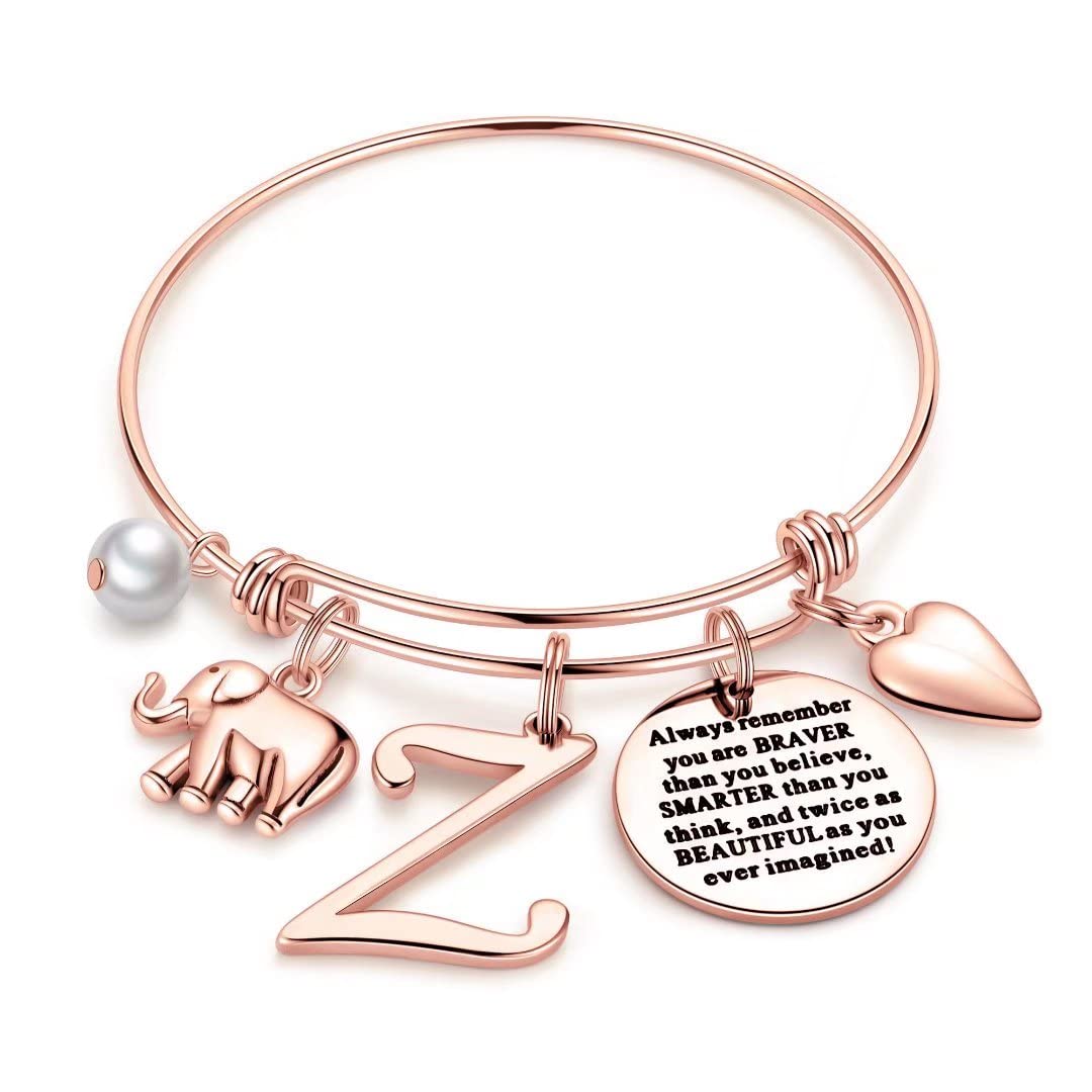 Simple Style Letter Heart Shape Elephant Stainless Steel Plating Inlay 14k Gold Plated Bangle